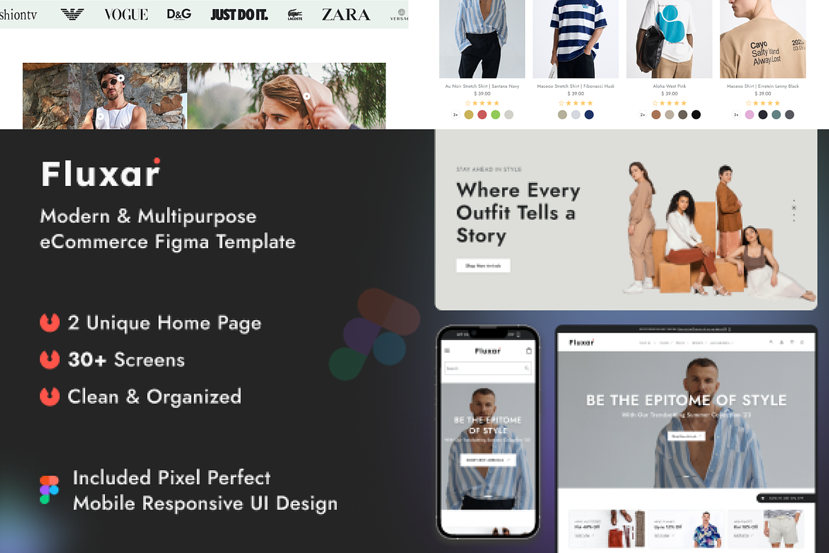 Fluxar - eCommerce Figma Template, an UI Kit Template by ReformedTech (Photo 1 of 23)