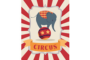 circus elephant poster, an Object Illustration by studiogstock