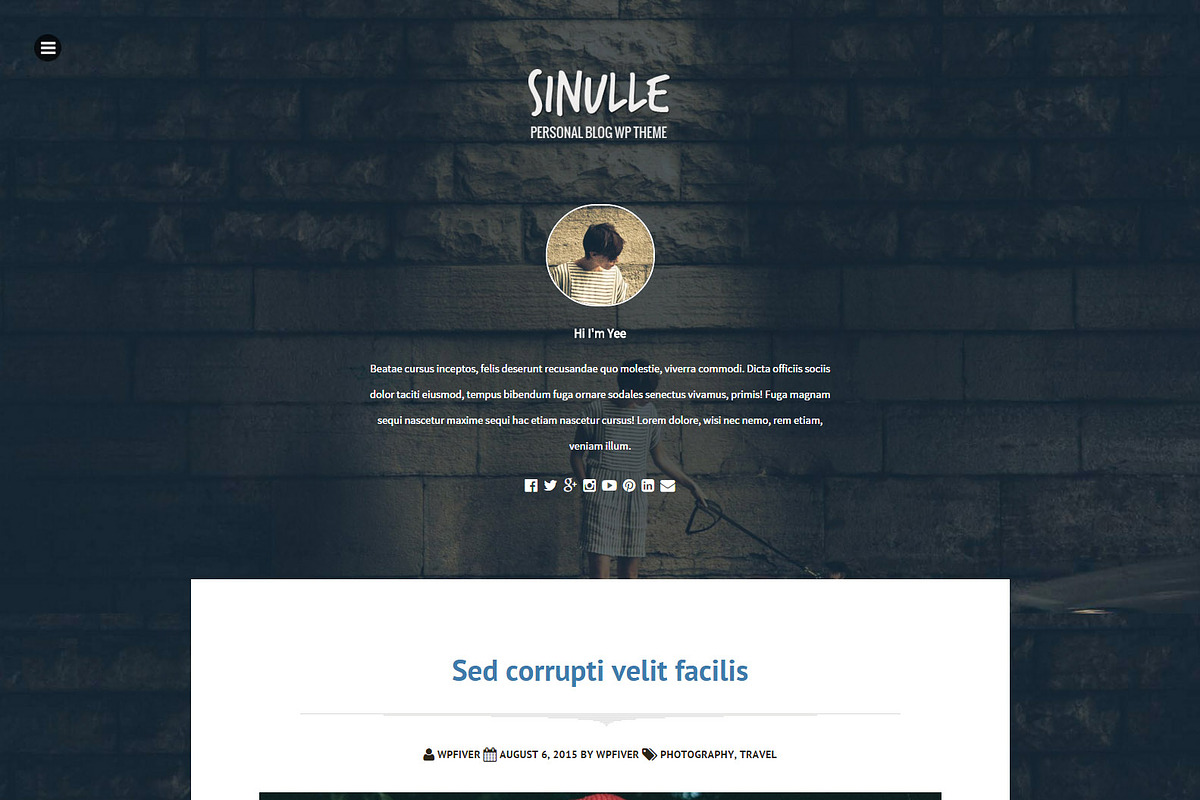 Sinulle | Fullscreen Wordpress Theme, a WordPress Template by Sami Themes (Photo 2 of 2)