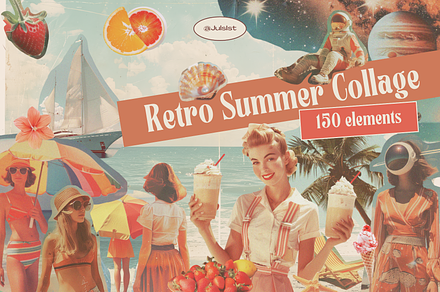 Retro Summer Collage elements, an Object Graphic by JulsIst