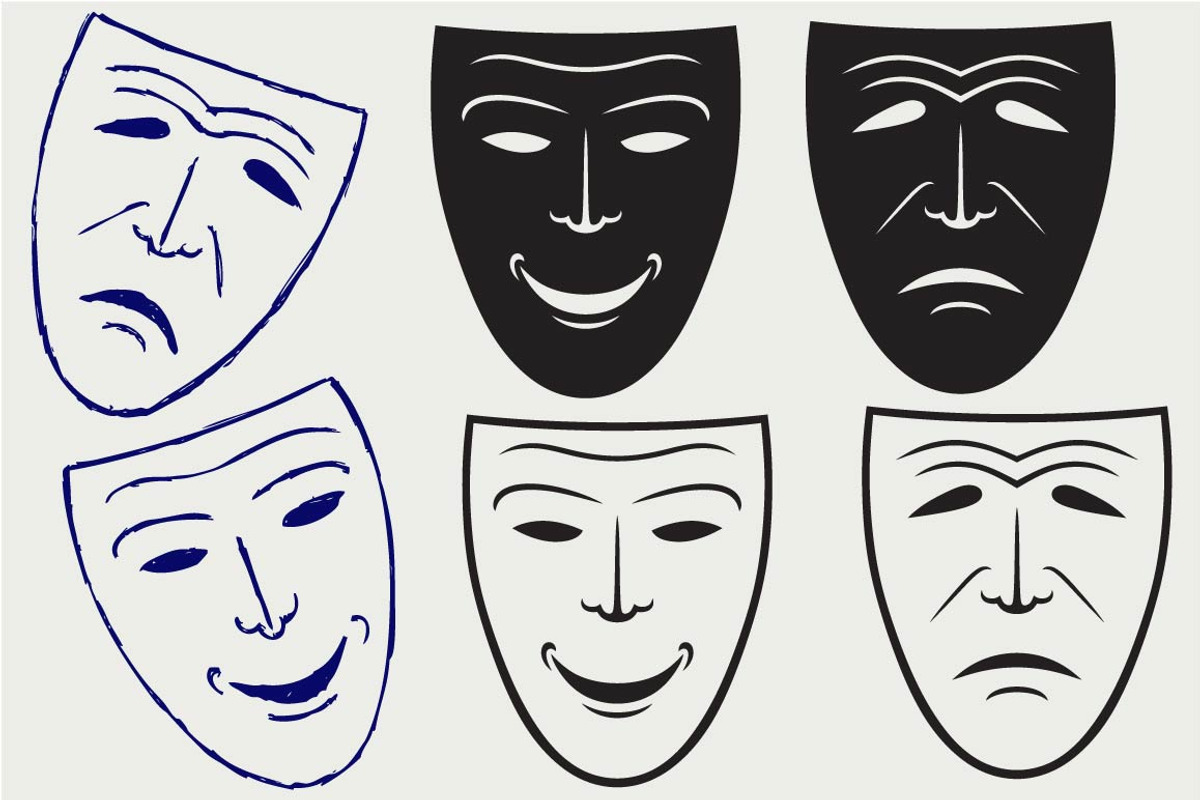 Comedy and tragedy SVG, an Outline Icon by LineworkStock