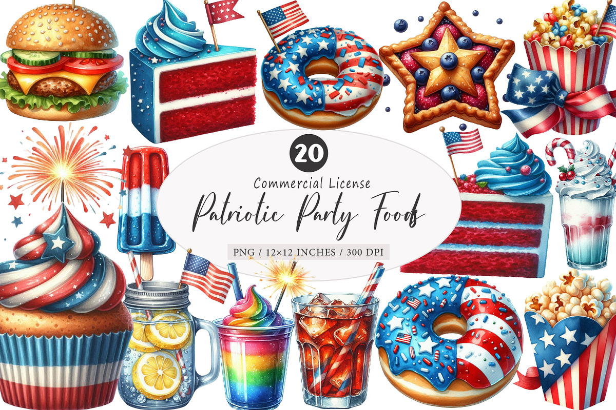 Patriotic Party Foods PNG, an Illustration by SinaCreation (Photo 1 of 5)
