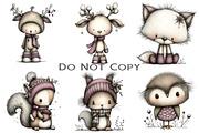 Whimsical Winter Animal Clipart, an Illustration by Craft Nest (Thumbnail 6 of 8)