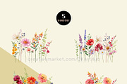 Watercolor Bright Wildflower Clipart, a Decorative Illustration by OKArtHub (Thumbnail 4 of 9)