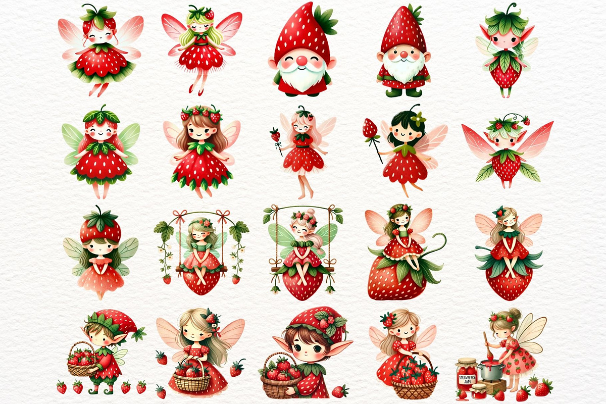 Strawberry Fairy Garden Watercolor, a Person Illustration by Nicolle's Colorful Art (Photo 4 of 6)