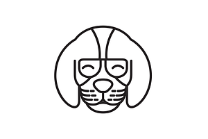 Dog Wearing Sunglasses Line Logo