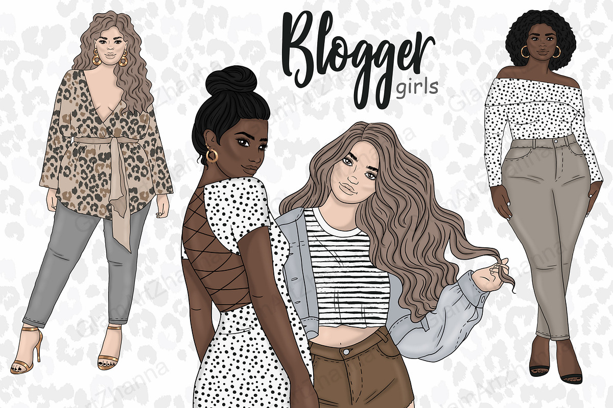 Blogger Girls Clipart, a Person Illustration by GlamArtZhanna (Photo 1 of 5)