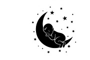 Adorable sleeping moon baby decor, an Illustration by Amazin_art (Thumbnail 15 of 25)