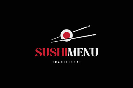 Sushi Menu With Sushi Roll Logo
