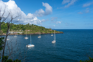Sailboats anchored in Atuona Bay, Hiva Oa, French Polynesia, Mar, a Nature Photo by GoodGoods