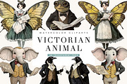 Victorian Whimsical Animal Clipart, an Animal Illustration by BusyDaydesign (Thumbnail 1 of 9)