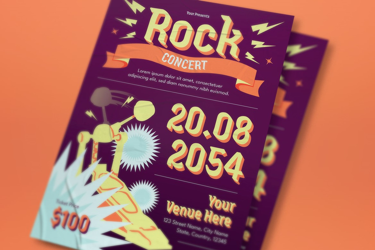 Purple Rock Concert Flyer Set, a Flyer Template by graphicook (Photo 2 of 3)