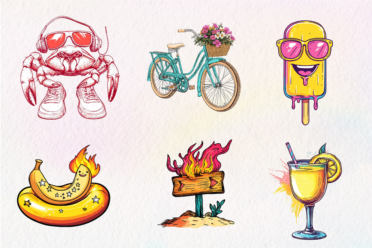 Funky Summer Clipart, an Illustration by CreationArt (Photo 5 of 5)