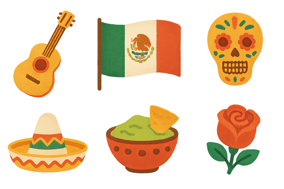 Day of the dead icon set including g, an Illustration by Dvoevnore photos