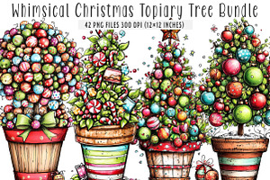 Whimsical Christmas Topiary Tree, an Illustration by SinaCreation