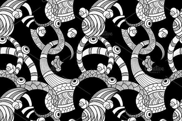 Vector Seamless Doodle Floral Patter preview 2
