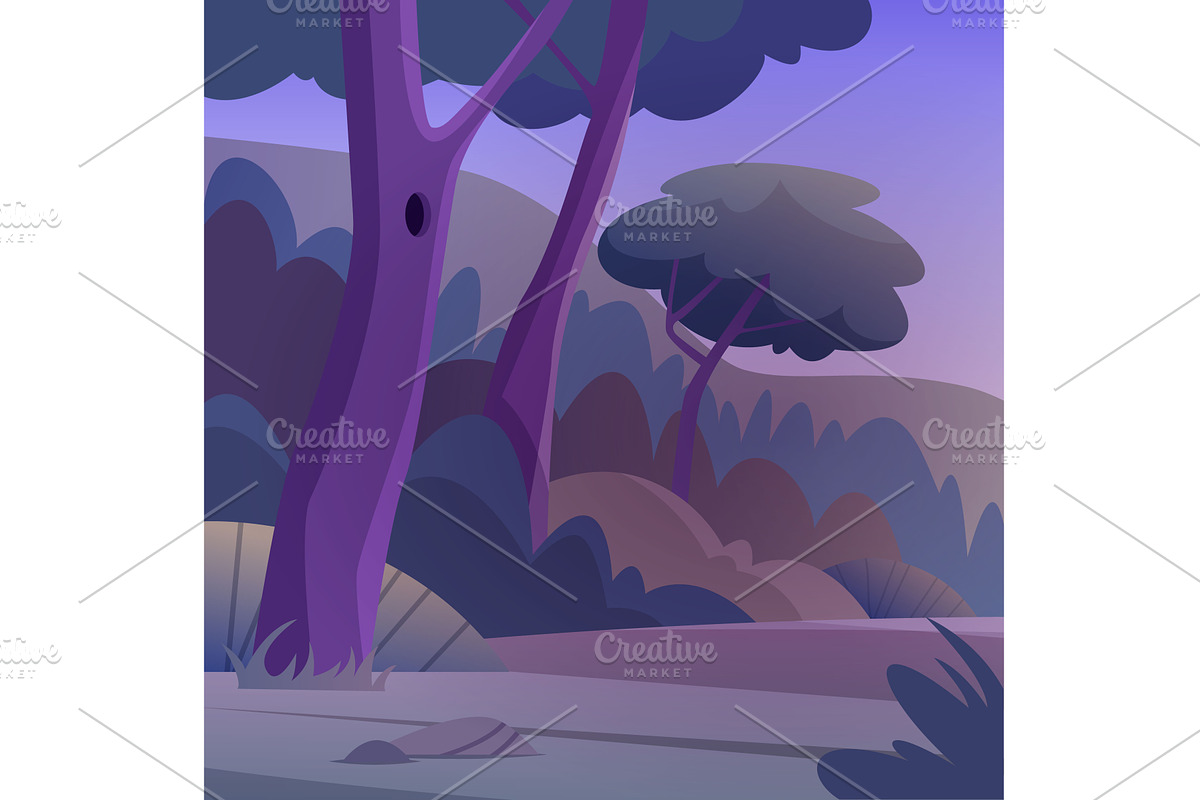 Dark forest. cartoon landscape with, an Illustration by Onyx