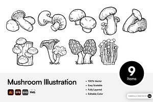 Mushroom Illustration, a Graphic by SLAB! Design