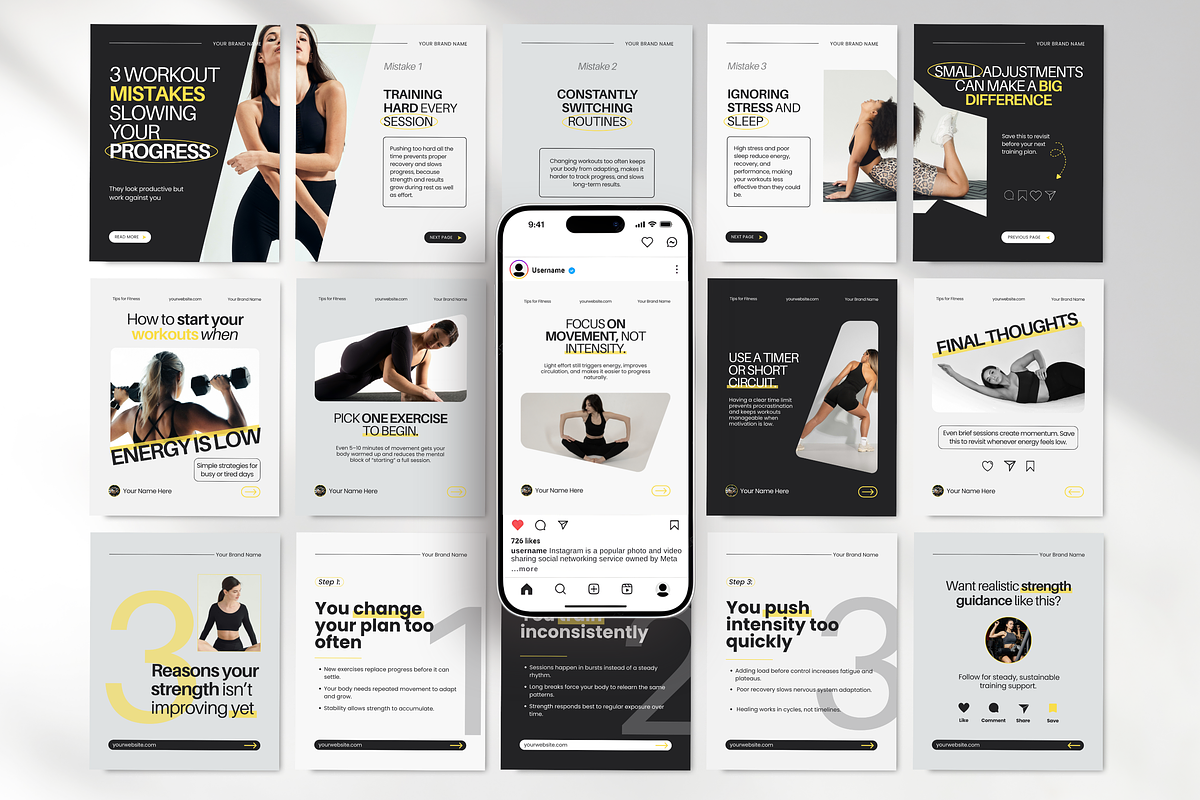 Fitness Coach Canva Template Bundle, a Social Media Template by DigiPax (Photo 7 of 15)