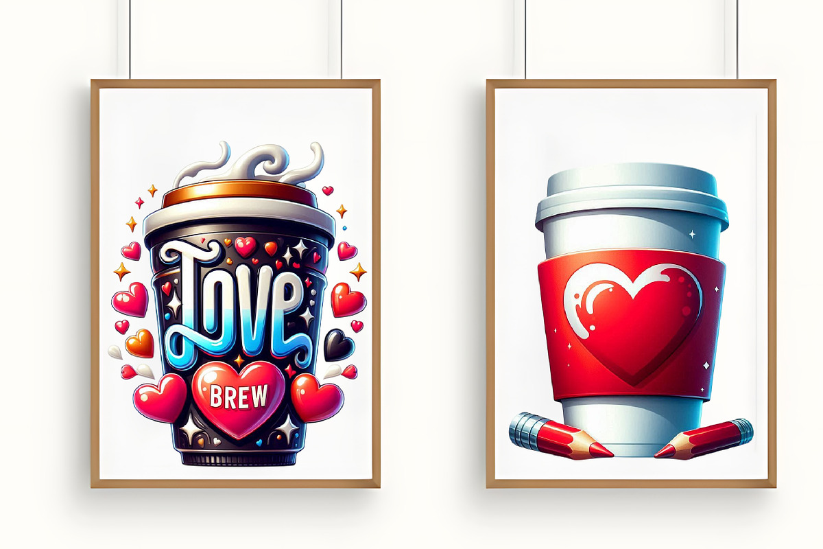 Coffee & Love Valentine Clipart Set, an Illustration by RobertsArt (Photo 3 of 7)