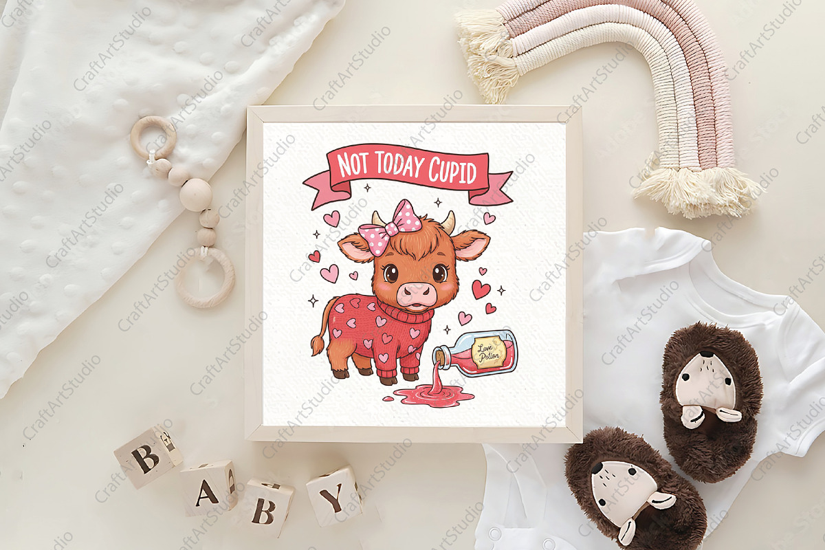 Cupid Funny Highland Cow PNG, an Illustration by CraftArtStudio (Photo 4 of 4)