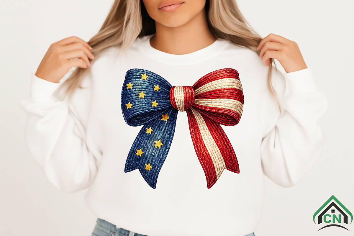 Faux Yarn Bow Patriotic American Fla, an Illustration by Craft Nest (Photo 6 of 6)