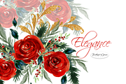 Watercolor Red Flowers - Christmas, an Illustration by Feather Grace Designs (Thumbnail 2 of 12)
