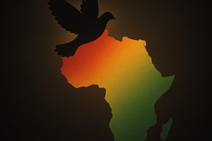 Africa silhouette with peace dove in, a Photo by Dvoevnore photos