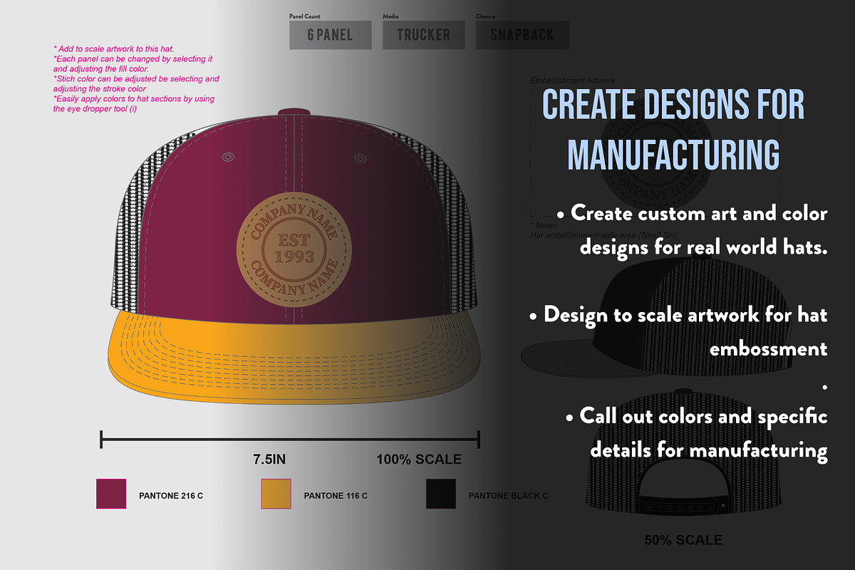 Hat Template - 6 Panel Hat, a Hat Mockup by Template Haven (Photo 2 of 11)
