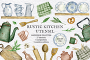 Rustic kitchen utensil Clipart, a Food Illustration by KathrineWatercolor (Thumbnail 1 of 6)