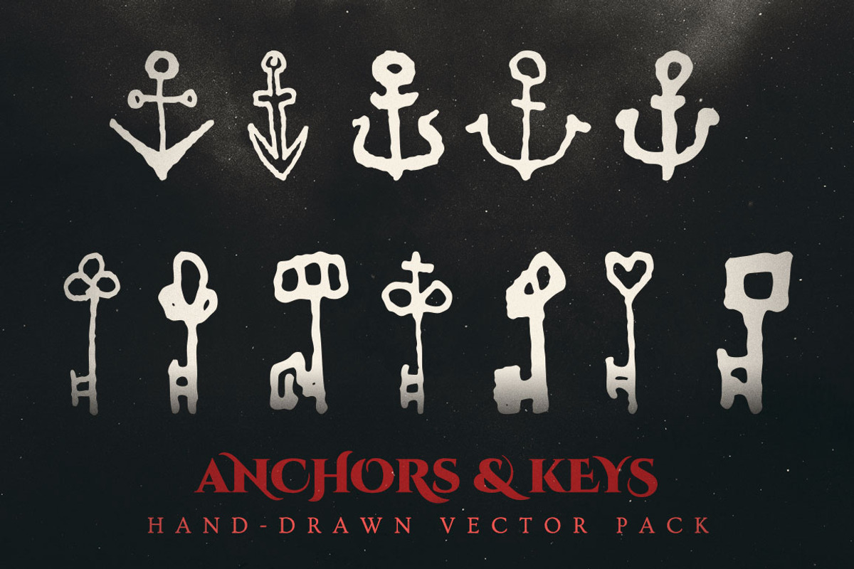 Esoteric Keys & Anchors Vector Pack, an Illustration by Jeff Finley