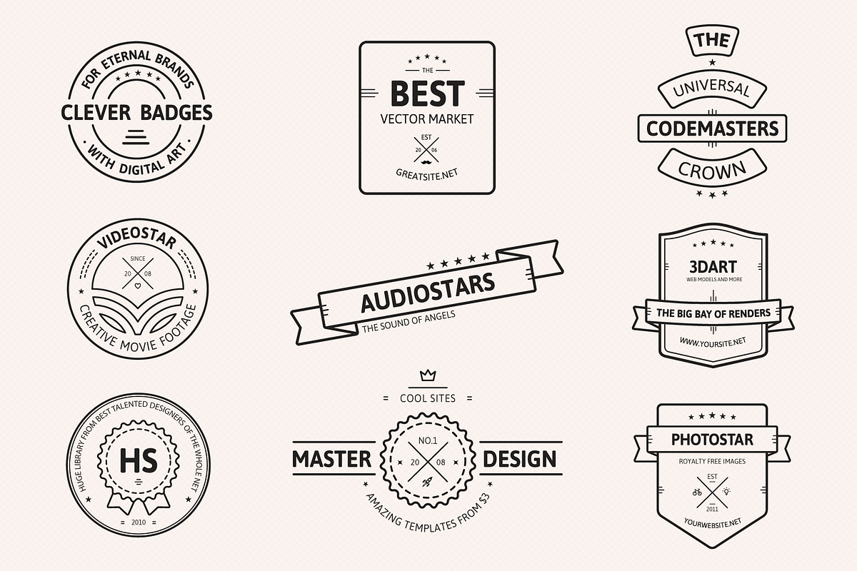 Clean and Clever Insignias - Badges, a Work Illustration by Sargatal (Photo 1 of 4)