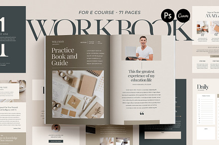 Workbook Creator for eCourse CANVA, a Magazine Template by Eviory