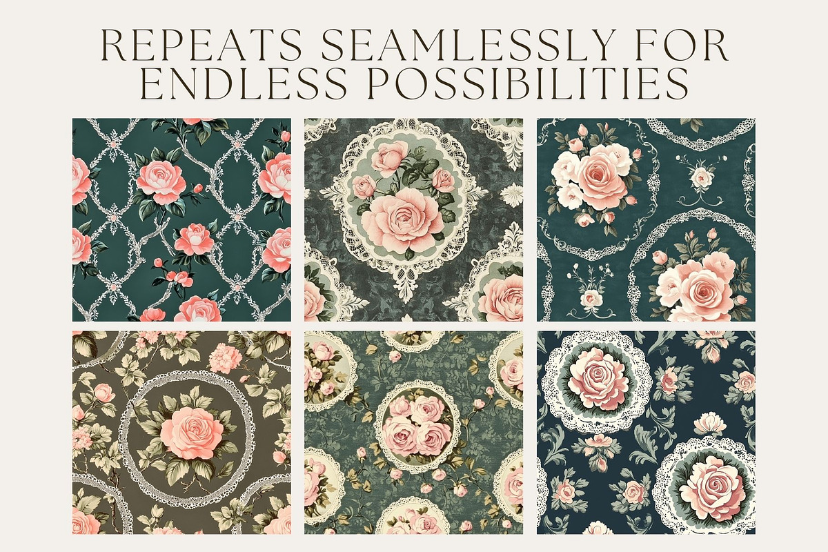 12 Antique Romance Seamless Patterns, a Pattern Graphic by Inknfolly (Photo 2 of 7)