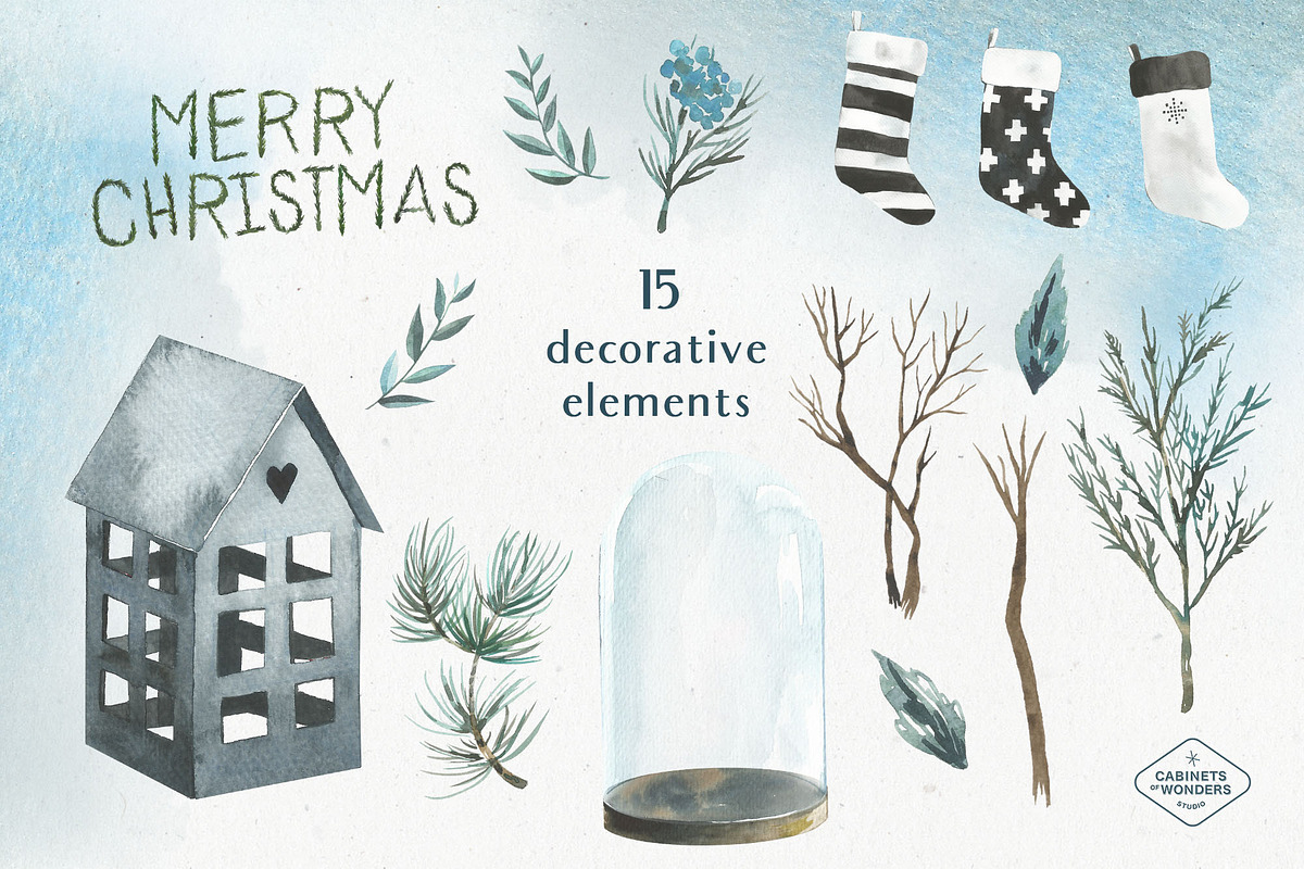 Polar Bear Christmas Watercolor set, an Animal Illustration by STUDIO CABINET (Photo 4 of 7)