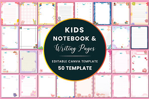 Kids Notebook & Writing Pages, a Stationery Template by Shumaya