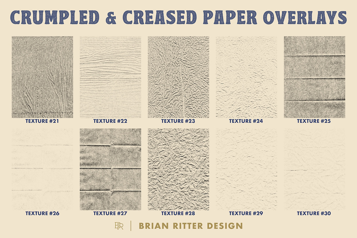 Crumpled & Creased Paper Overlays, a Texture Graphic by Brian Ritter Design (Photo 9 of 12)