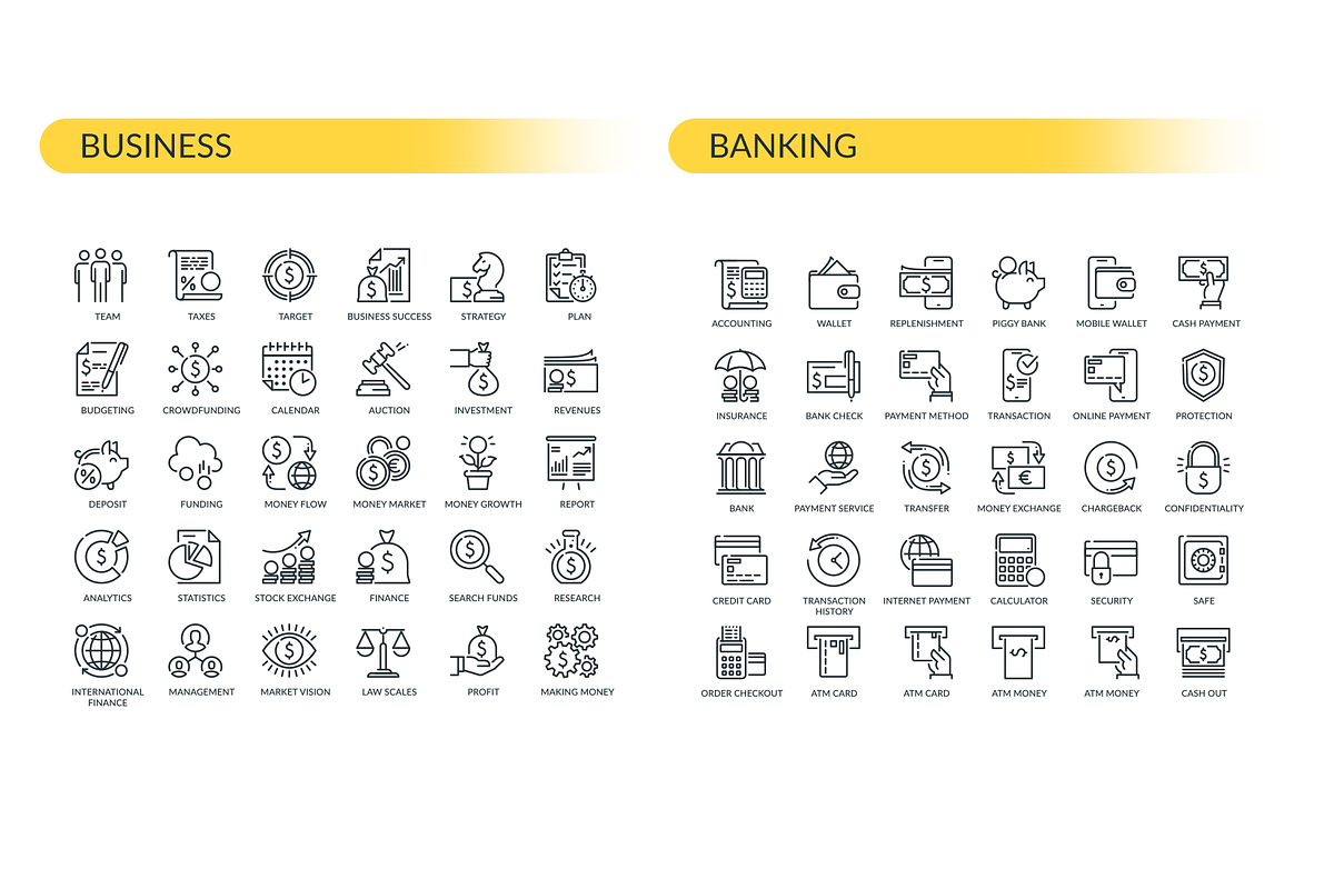 Finance Outline Icons, an Outline Icon by Kalash (Photo 3 of 6)