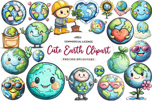Cute Earth Clipart Sublimation, an Illustration by CreationArt