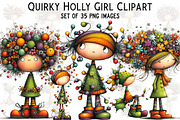 Quirky Holly Girl Clipart, an Illustration by Craft Nest (Thumbnail 1 of 9)
