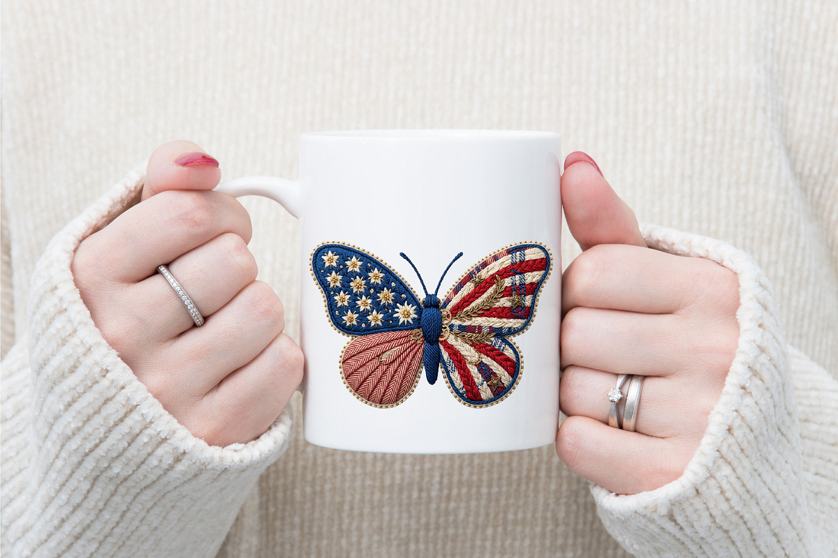 Patriotic Butterfly PNG, Faux Yarn, an Illustration by Designking (Photo 3 of 4)