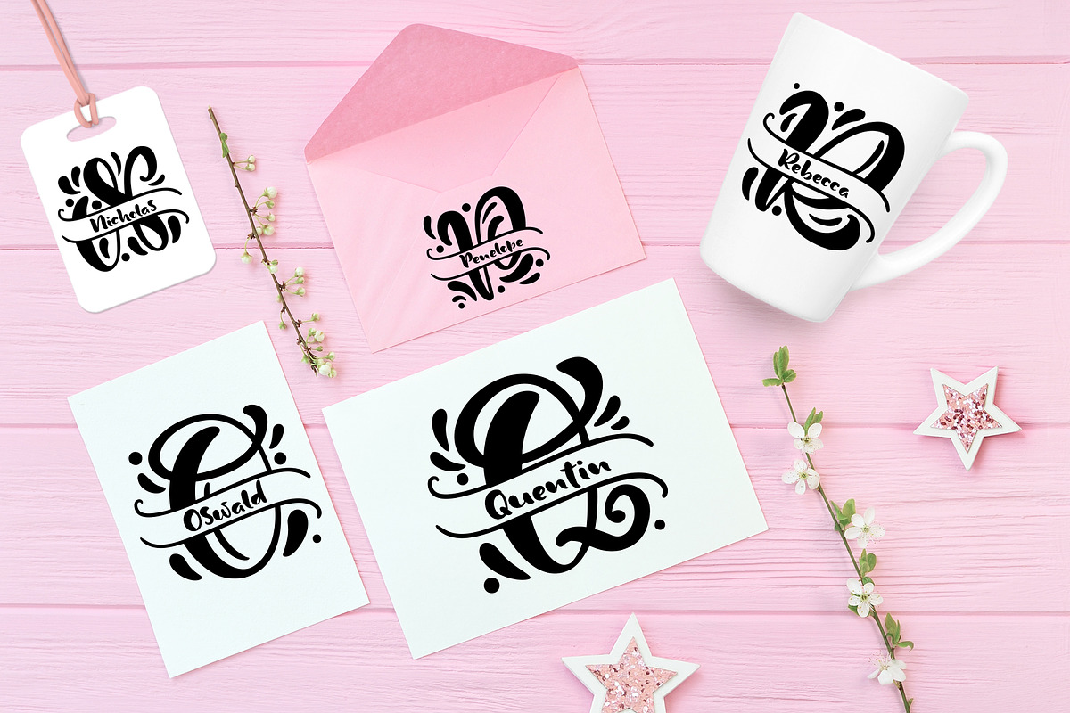 Split Letter Name Font preview 5