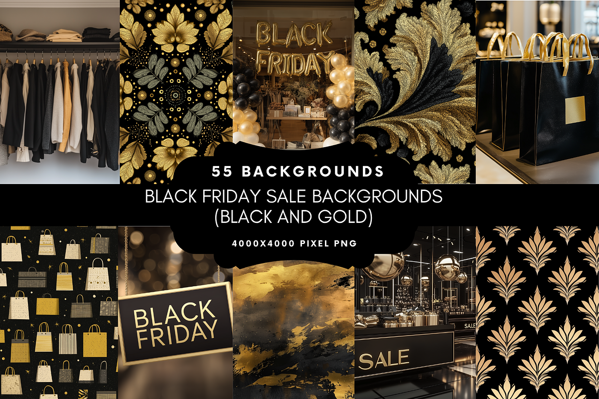 Black Friday Black & Gold Backgrouds, a Background Graphic by NadiaTheronArt (Photo 1 of 5)