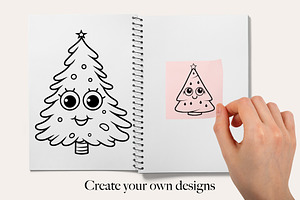 Cute Christmas Tree Procreate Stamps