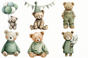 watercolor green teddy bear clipart, an Illustration by Designworld (Thumbnail 5 of 5)