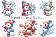 Snowman Clipart Bundle. 30 png, a Seasonal Illustration by GalaDesign03 (Thumbnail 5 of 7)