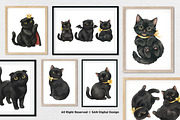 15 Bundle Watercolor Dark Cats Kiten, an Animal Illustration by Morspective (Thumbnail 4 of 8)