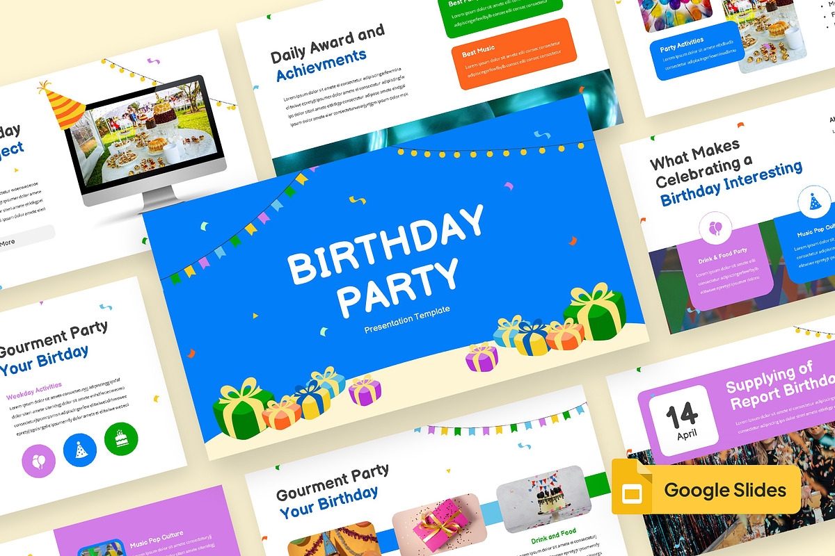 Birthday Party Google Slides, a Presentation Template by rgbryand (Photo 1 of 9)