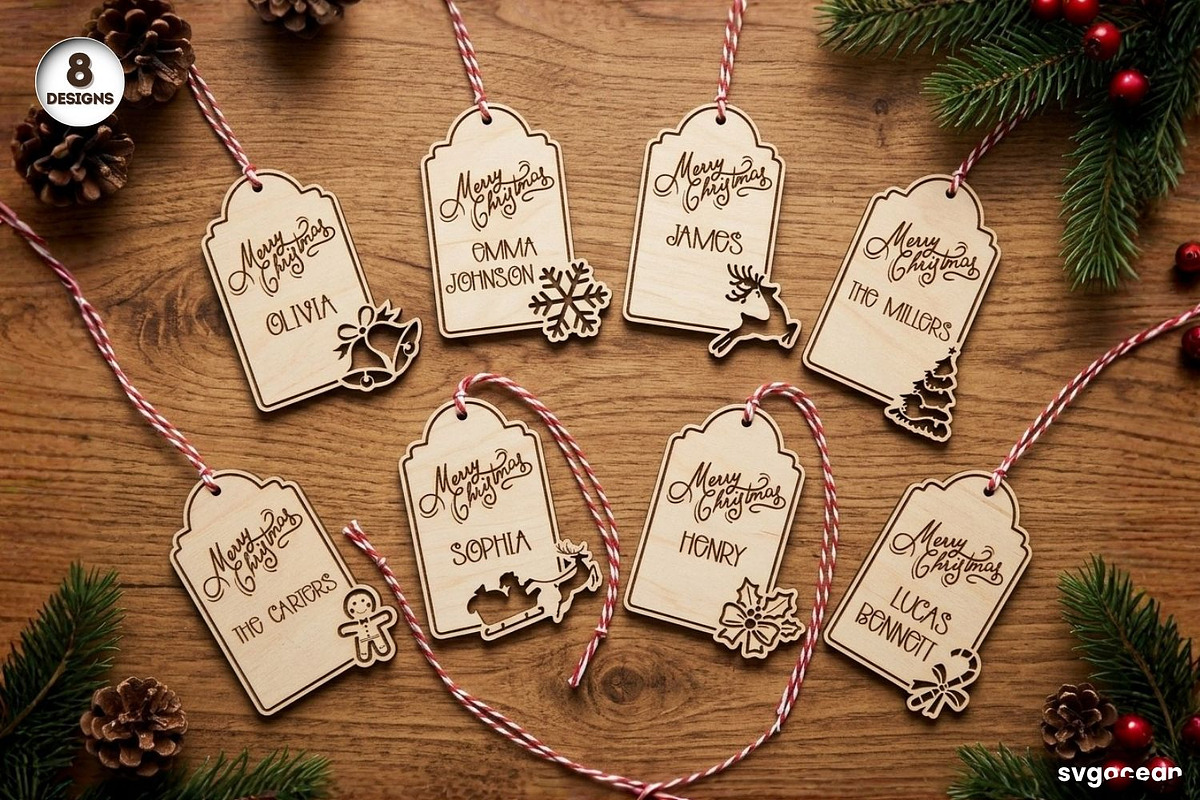 Christmas Gift Tag SVG Bundle, a Decorative Illustration by svgocean (Photo 1 of 17)