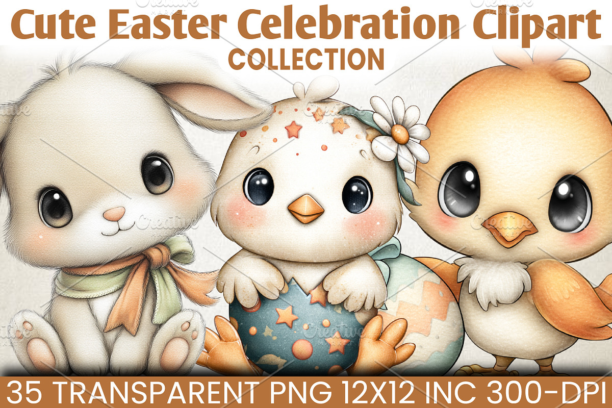 Cute Easter Celebration Clipart Pack, an Illustration by RobertsArt (Photo 1 of 6)